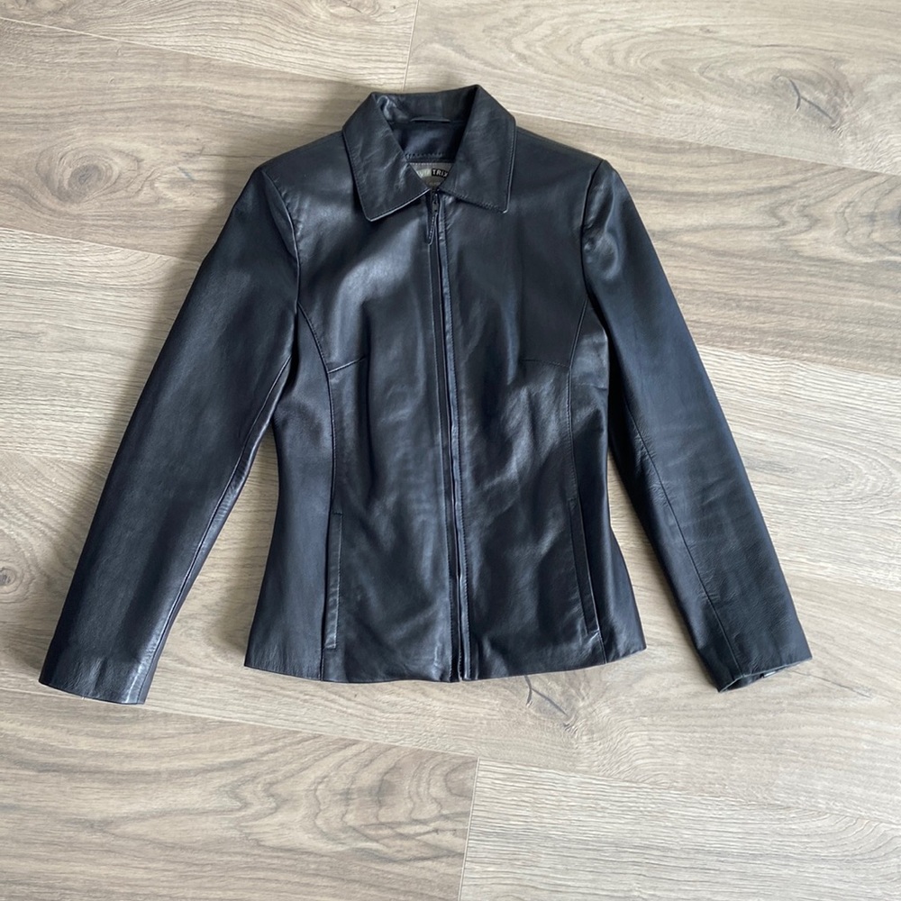 Aviatrix black leather jacket size Small
